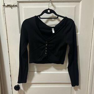 State of Myne long sleeve button up crop top